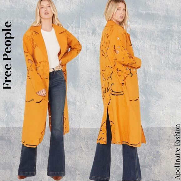 FREE PEOPLE SUZANNA DUSTER IN LIGHT BROWN MEDIUM NEW - Picture 1 of 7
